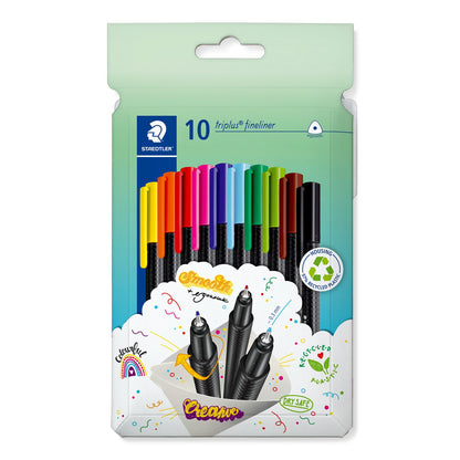 STAEDTLER Triplus Fineliner Pen Set of 10 Colours
