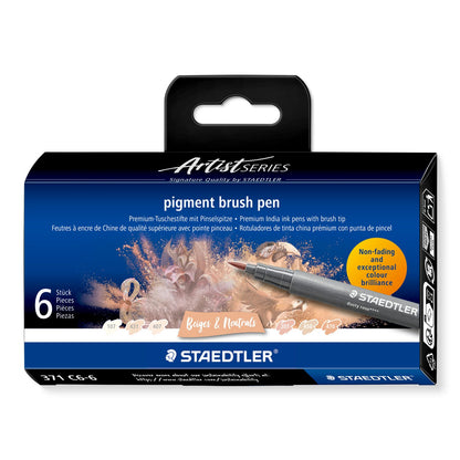 STAEDTLER Pigment Brush Pen Set of 6 - Beiges & Neutrals