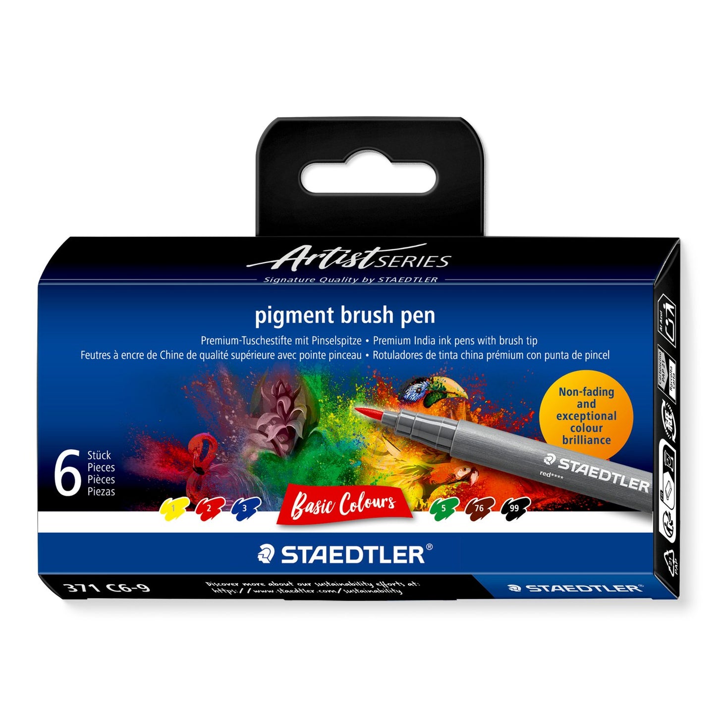 STAEDTLER Pigment Brush Pen Set of 6 - Basic Colours