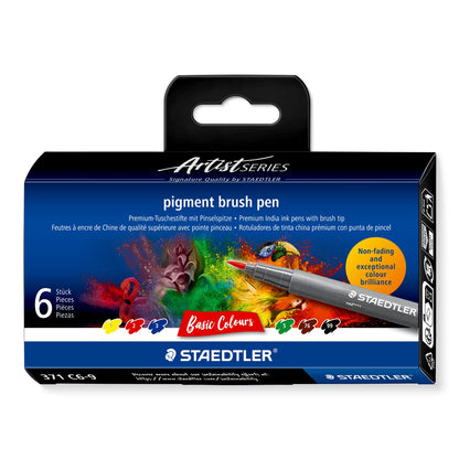 STAEDTLER Pigment Brush Pen Set of 6 - Basic Colours